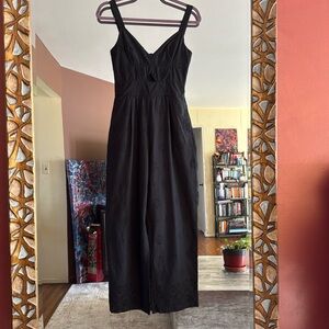 Desigual xs linen black jumpsuit, pockets, zipper back, nwt